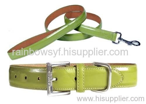 PATENT LEATHER PET COLLAR AND LEASHES