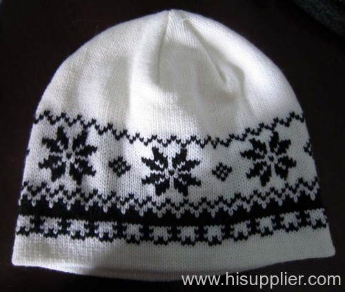 acrylic snowflake jacquard hat