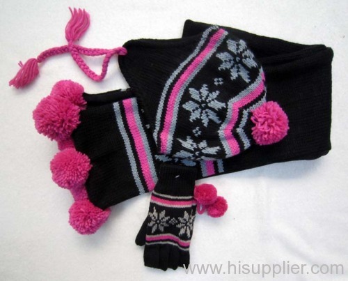 acrylic jacquard knitted set