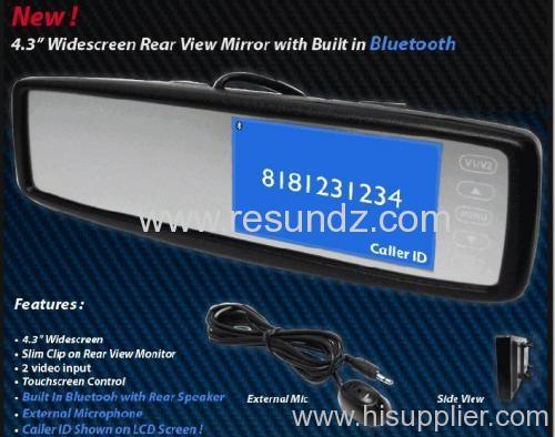 Clip on Anti-Glare Car Rearview Mirror with 4.3 inch TFT LCD Color Monitor Bluetooth
