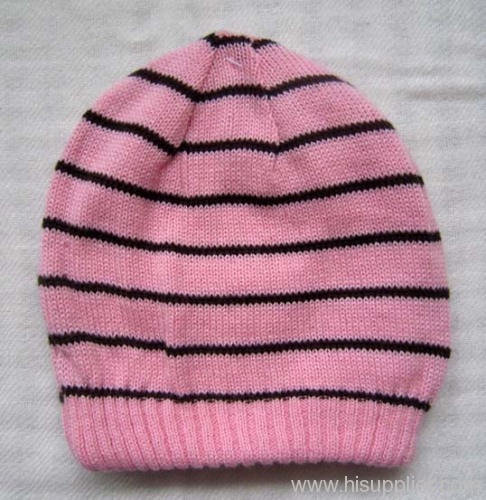 acrylic stripe knitted hat