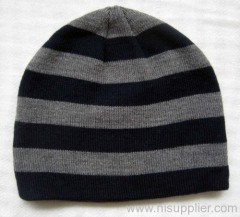 acrylic stripe knitted hat