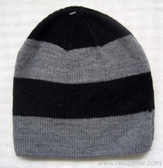 acrylic stripe knitted hat