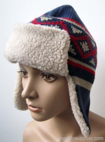 acrylic jacquard trapper hat