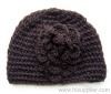acrylic knitted kids hat with big flower