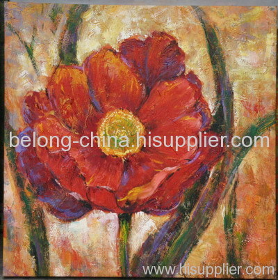chinese red flower oil painting