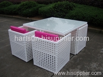 PE rattan furniture garden table chairs