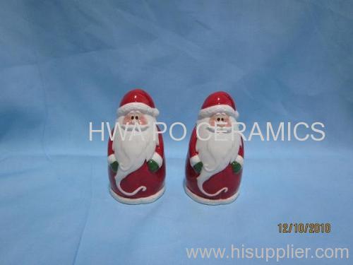 Red Ceramic Salt & Pepper Shaker (S&P) in Santa Claus Design for Christmas