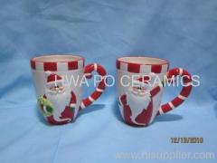 Red Ceramic Mug in Santa Claus Design for Christmas