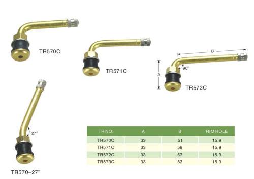 Tubeless metal clamp-in tire valve TR571C