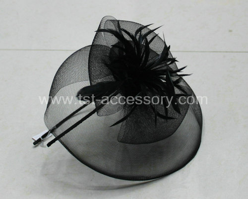 Black Feather Fascinator with mesh