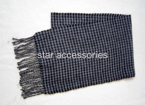 wool and cotton checked woven scarf