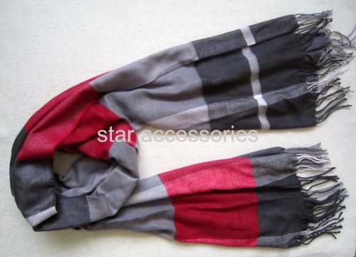viscose and acrylic stripe woven scarf