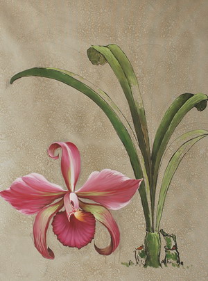 simple pink flower oil painting on canvas