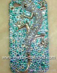 gecko swarovski crystal iphone 4 cover-dark blue