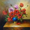 handmade chinese tradition red flower oil painting