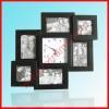 Black collage frames with clock
