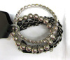 Rhinestone and beads mixed cuff bracelets