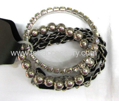 Rhinestone and beads mixed cuff bracelets