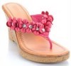 Floral Rhinestone Thong Wedge Sandal