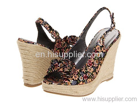 Floral Fabric Wedge Sandal