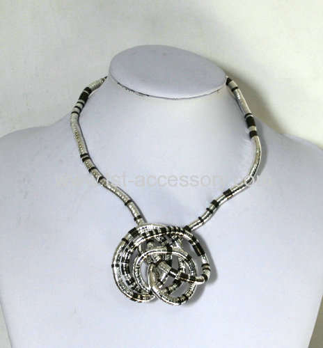 5mm Silver&black mixed snake chain necklace