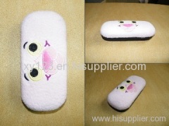 Cute animal plush+ embroid eyeglasses case