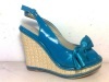 2011 New Style Blue Bowknot Wedge Sandal