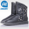 Fashion leather boots with double-face sheepskin material