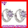 Hot sale Silver earring with purple CZ stone