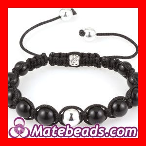 Cheapest replica shambala Bracelets with black onyx Silver Beads