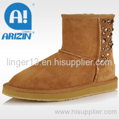 Women fashion snow boot with sheepskin material