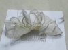 White sinamay fascinator comb
