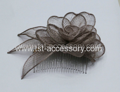 Brown sinamay fascinator