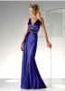 Deep v-neck sleeveless floor length sheath charmeuse evening dress ed0109