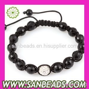 Faceted Black Crystal Beads Shamballa Bracelet