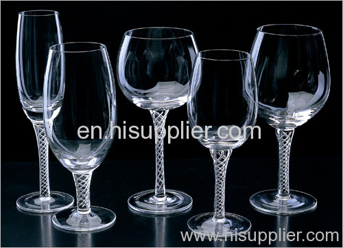 mouth blown clear wine glass