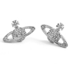 Fashion Vivienne Classic Mini Bas Relief Earrings Silver