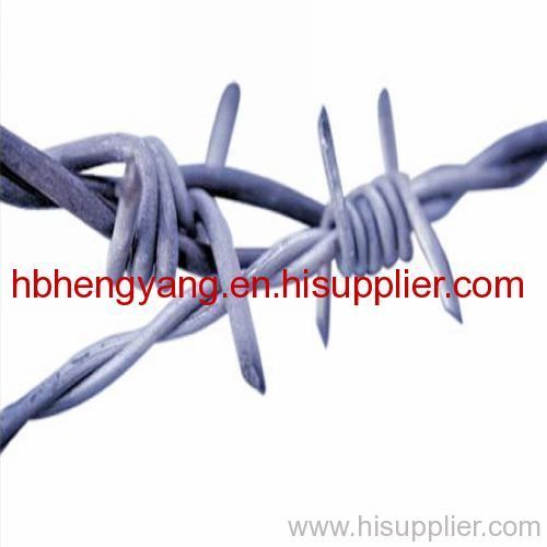 Galvanized barbed wire fence
