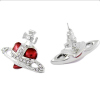 Fashion Vivienne Diamante Heart Stud Earrings Red