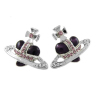 Fashion Vivienne Diamante Heart Stud Earrings Purple