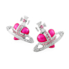 Fashion Vivienne Diamante Heart Stud Earrings Pink