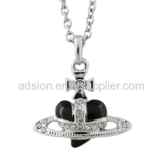 Fashion Vivienne Diamante Heart Necklace Black