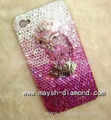 Fox swarovski elements iphone 4 cover-red