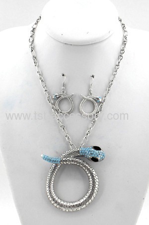 Charm snake pendant necklace set, Betsey Johnson snake necklace