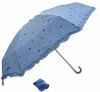 Princess 3-folding manual umbrella with crook handle