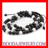 Wholesale Shamballa beaded Necklaces with Faceted Black and Crystal Disco Beads