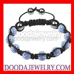 Pave blue Czech Crystal Shamballa Inspired Bracelets