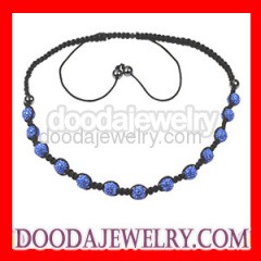 Fashion shamballa bead necklace with blue Czech Crystal and Hematite beads