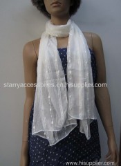 long embroidered silk woven scarf
